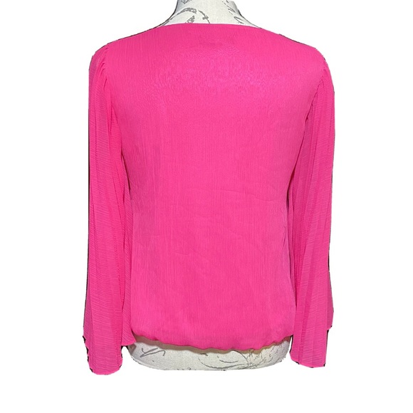 Alfani Petite Fuchsia Pleated Flare Sleeve Size 6P Elastic bottom 100% Polyester - Picture 3 of 5